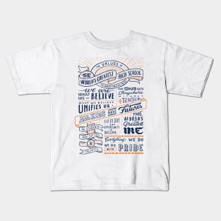 THE WORLD'S GREATEST HIGH SCHOOL #1 - BLUE/ORANGE Kids T-Shirt